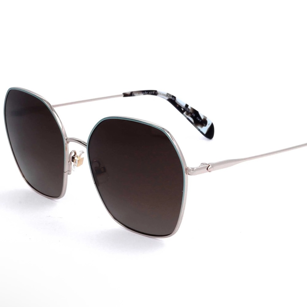 NWT Kate Spade Kenna Black and silver Sunglasses with Green Case